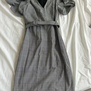 Elegant Gray Plaid Dress